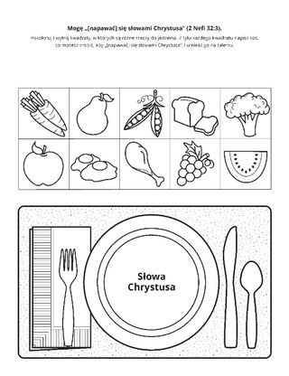 Strona z zadaniami: napawanie się słowami Chrystusa karmi nas duchowo