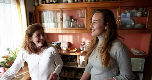 mother and daughter in kitchen