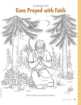 coloring page of Enos praying