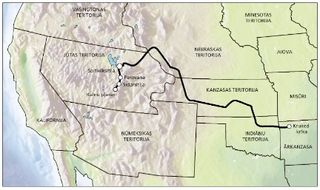 karte, ceļš no Arkanzasas uz Kaliforniju