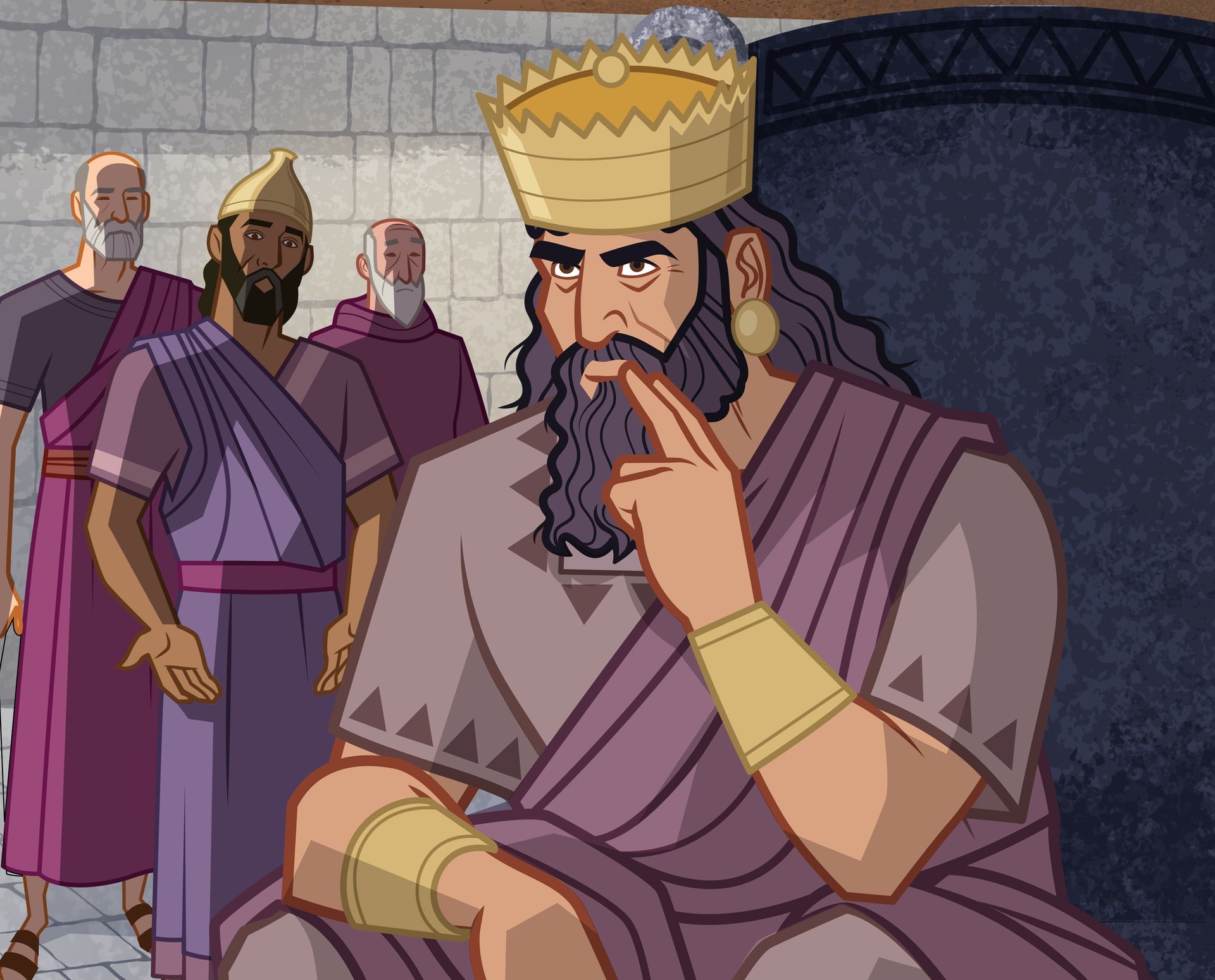 Illustration of king thinking. Daniel 2:4–9