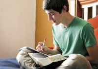 young man studying