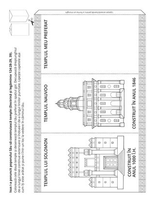 pagină cu activități: Isus poruncește poporului Său să construiască temple