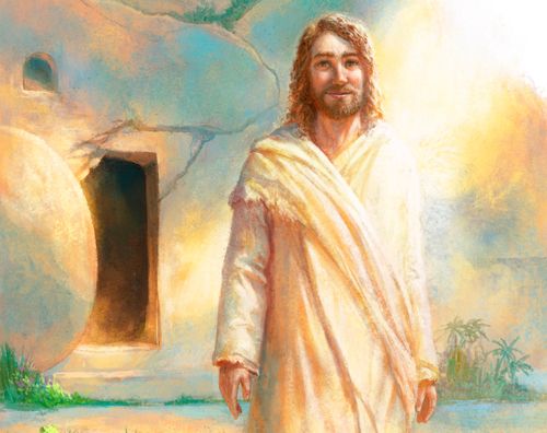 Painting of Jesus outside the tomb