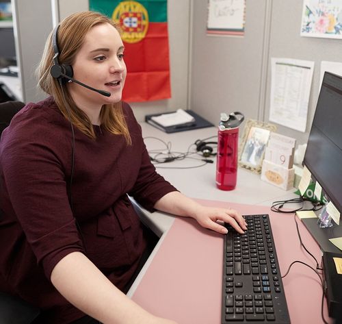 woman working in a call center