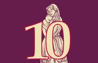 numeral 10 with Mary holding baby Jesus
