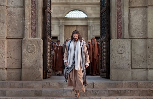 Jesus walking away from the temple