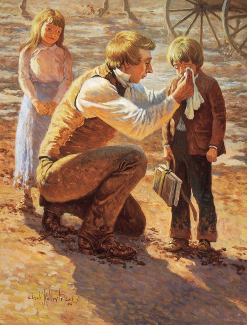 El profeta José Smith amaba a los niños, por Clark Kelley Price; Las Bellas Artes del Evangelio 420; Manual de la Primaria 5-34; 3 Nefi 9:22; Moroni 8:17