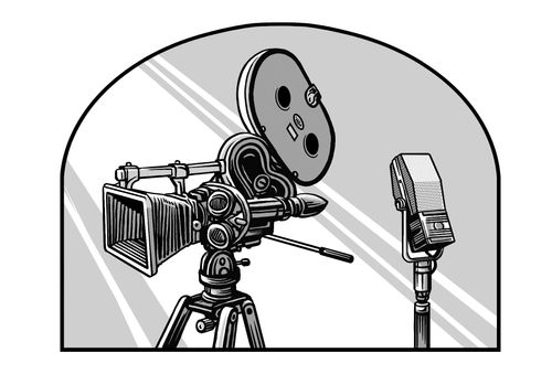 movie camera and microphone