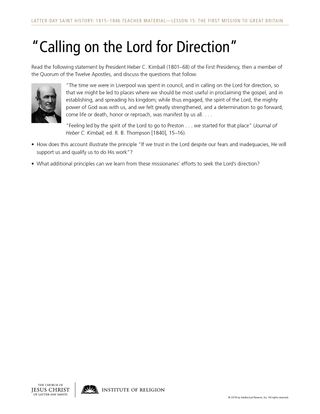 “Calling on the Lord for Direction” handout