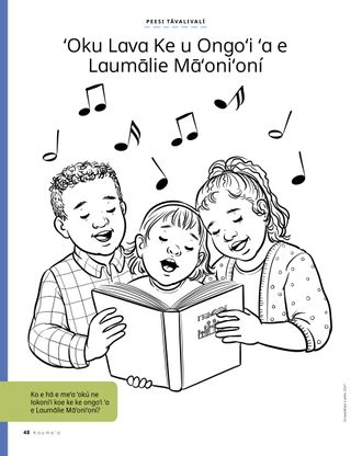 coloring page of children singing