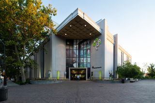 Exterior images of the Family History Library.