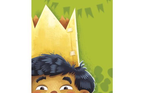 boy wearing paper crown