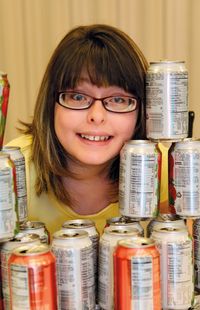 girl with cans
