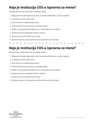 Koja je institucija COS-a ispravna za mene?