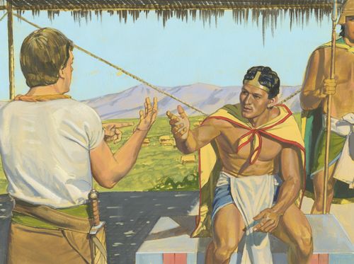 Ammon talking to King Lamoni