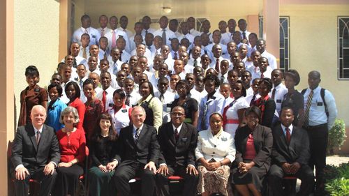 Elder Andersen with missionaries