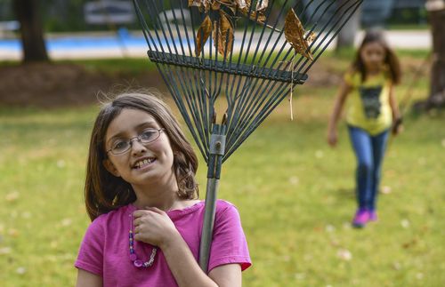 girl with rake