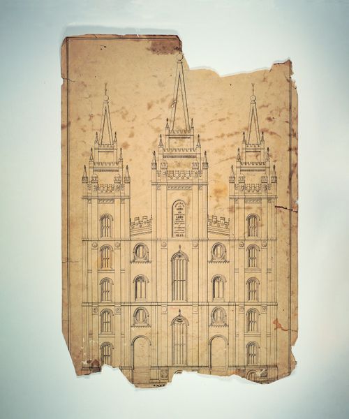 drawing of east facade of Salt Lake Temple