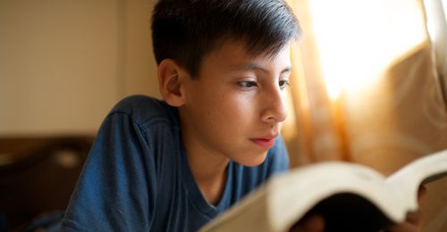 young man reading