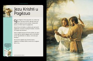 pikturë e Jezusit duke u pagëzuar nga Gjon Pagëzori