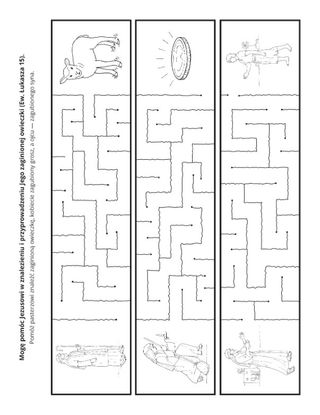 Strona z zadaniami: Mogę pomóc Jezusowi przyprowadzać Jego zgubione owce.