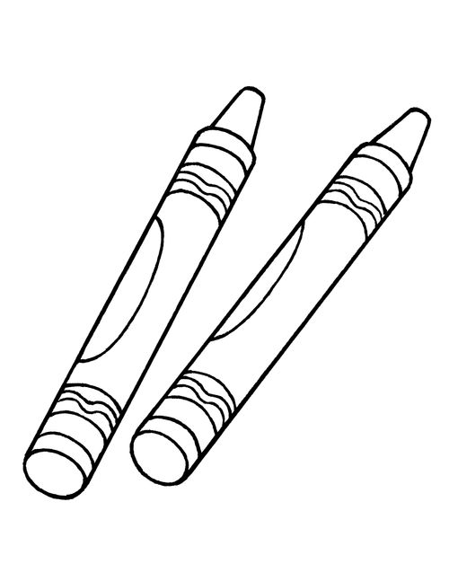 A black-and-white illustration of two crayons lying side-by-side.