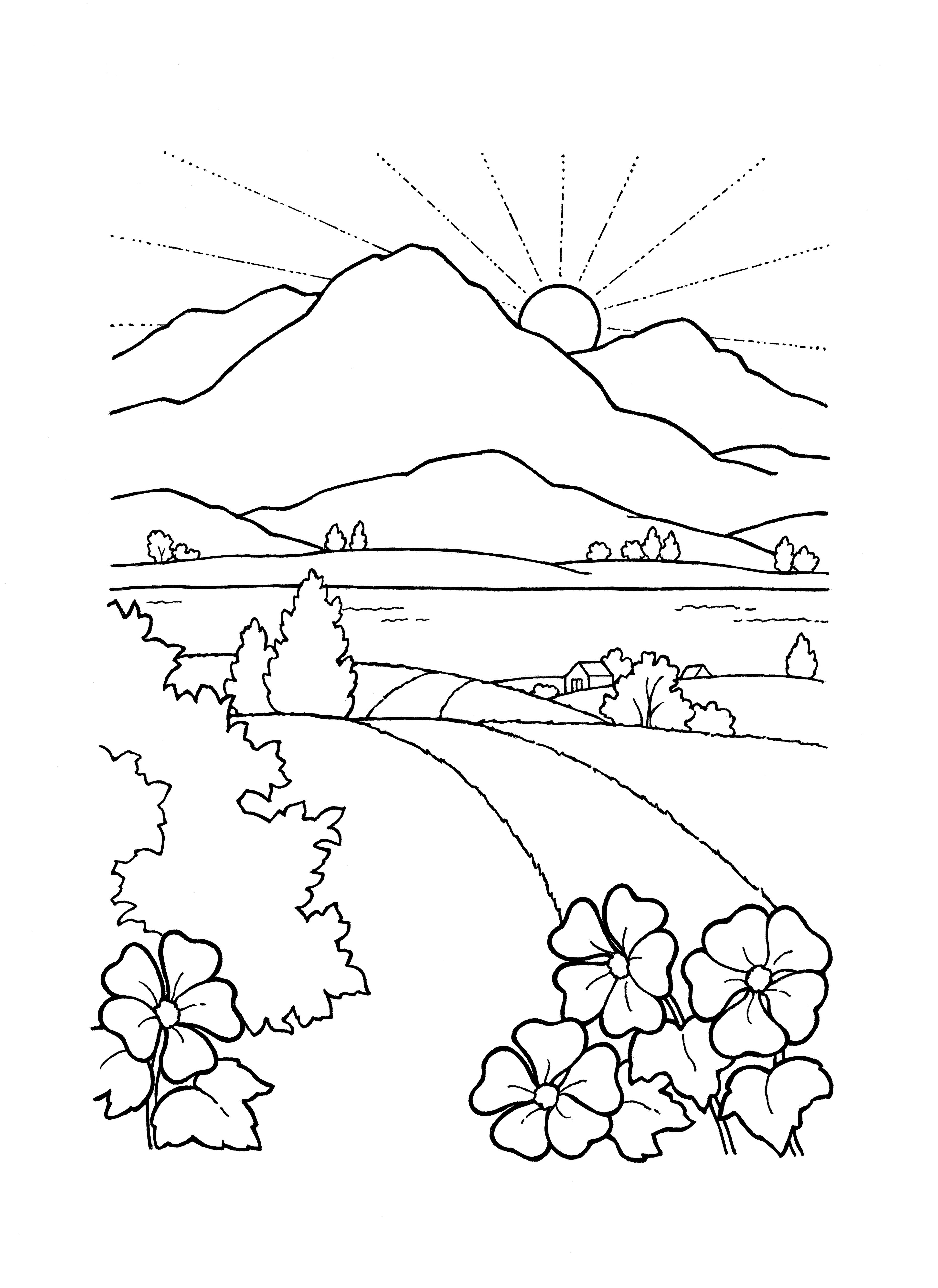 An illustration of the thirteenth article of faith—“Seek” (the sun rising over a beautiful landscape).