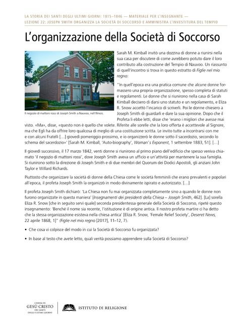 Approfondimento – L’organizzazione della Società di Soccorso