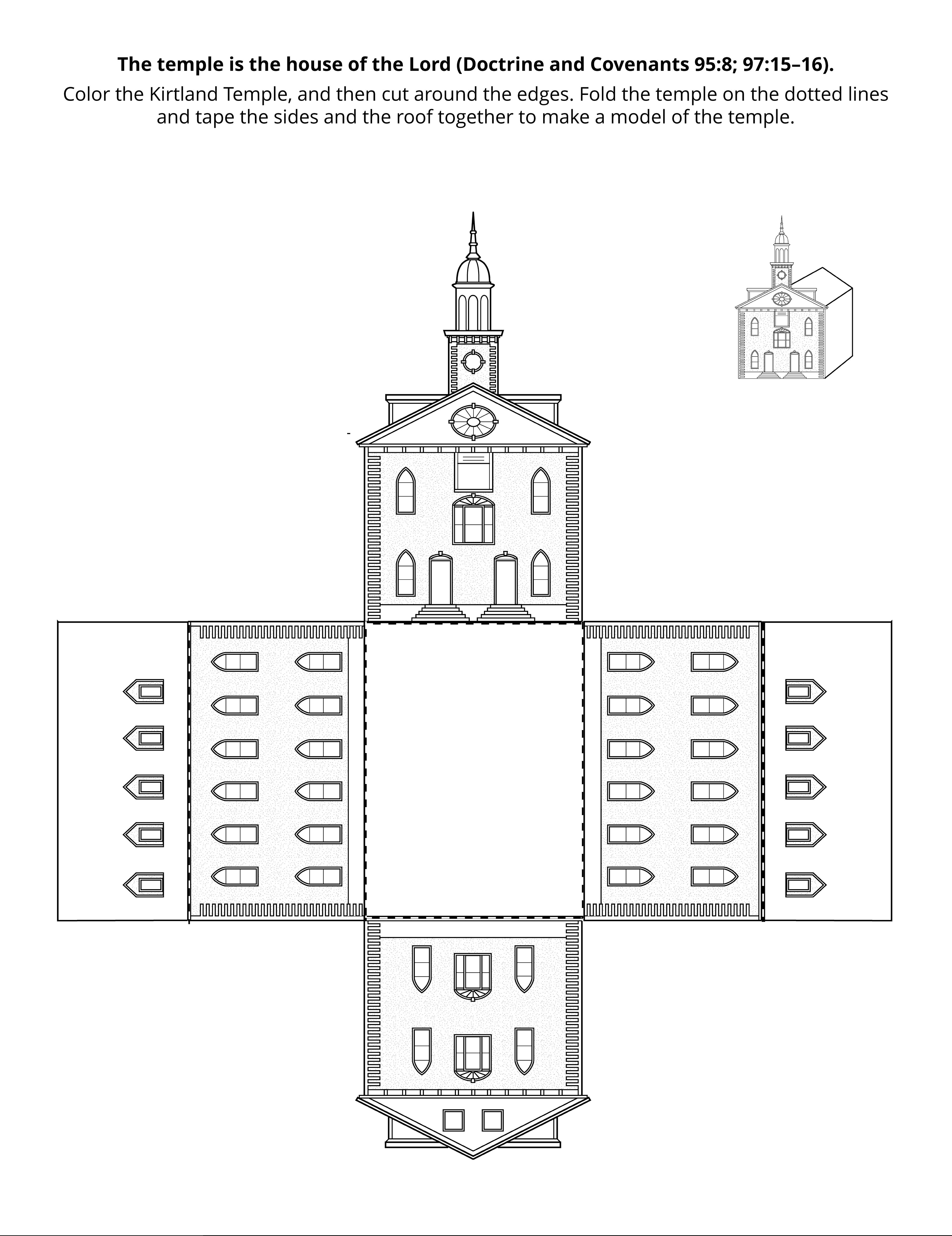 A line art drawing of the Kirtland Temple.  © undefined ipCode 1.