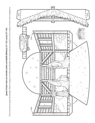 página de atividade: Jesus Cristo veio à Terra como um bebê
