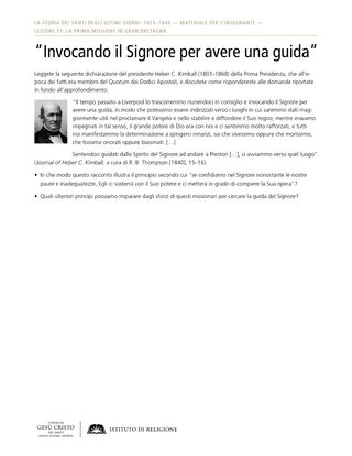 Approfondimento – “Invocando il Signore per avere una guida”