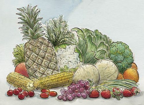 pile of fruit and vegetables