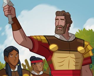 Helaman holds up his sword