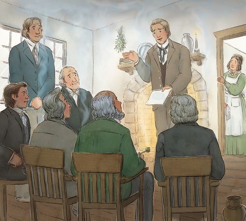 Joseph Smith đang giảng dạy một nhóm những người nam