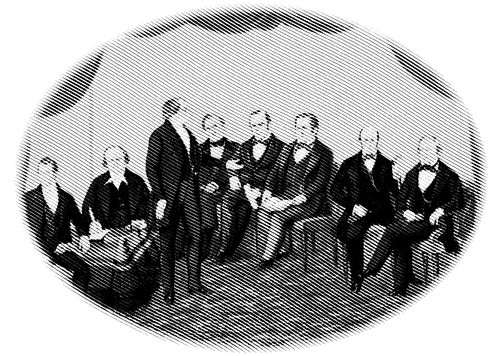 Pintura de Joseph Smith y de los miembros del Quórum de los Doce