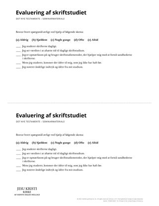 Scripture Study Evaluation handout