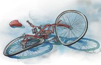drawing of a broken bike