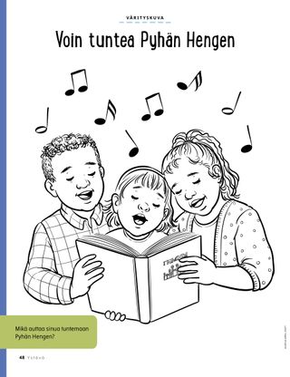 coloring page of children singing