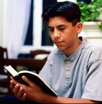 young man reading