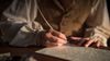 an image of Oliver Cowdery writing with a quill pen