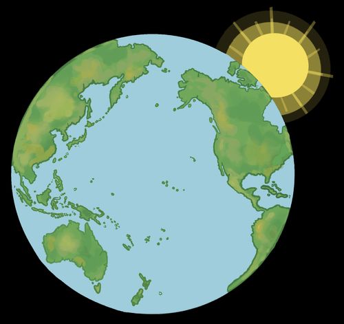 A globe showing the sun rising