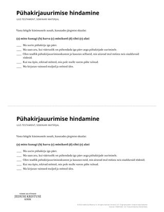 Scripture Study Evaluation handout