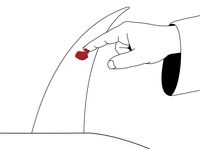 drawing of finger putting blood on horn