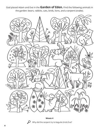 Adam and Eve in the Garden of Eden coloring page