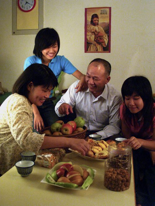 family at table