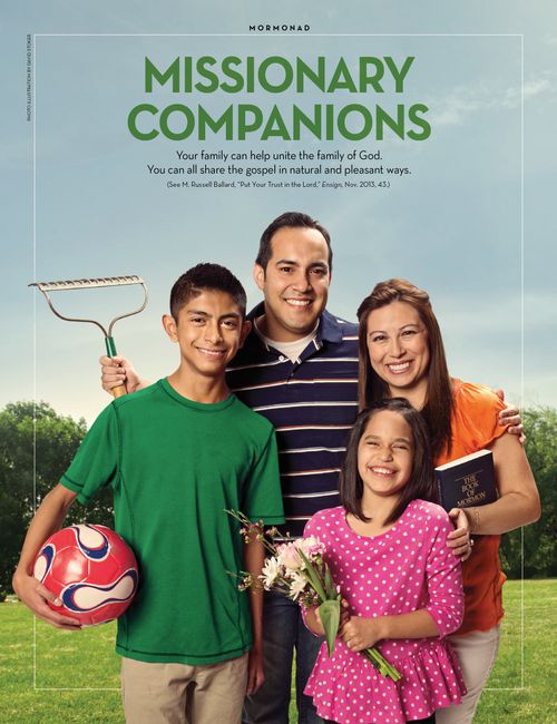 An image of a family of four, paired with the words “Missionary Companions.”