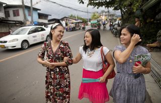 women walking down the street