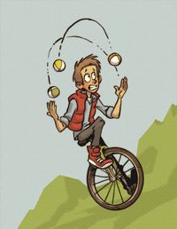 boy juggling on a unicycle