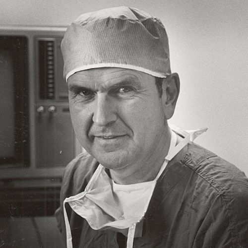 Russell M. Nelson in hospital scrubs